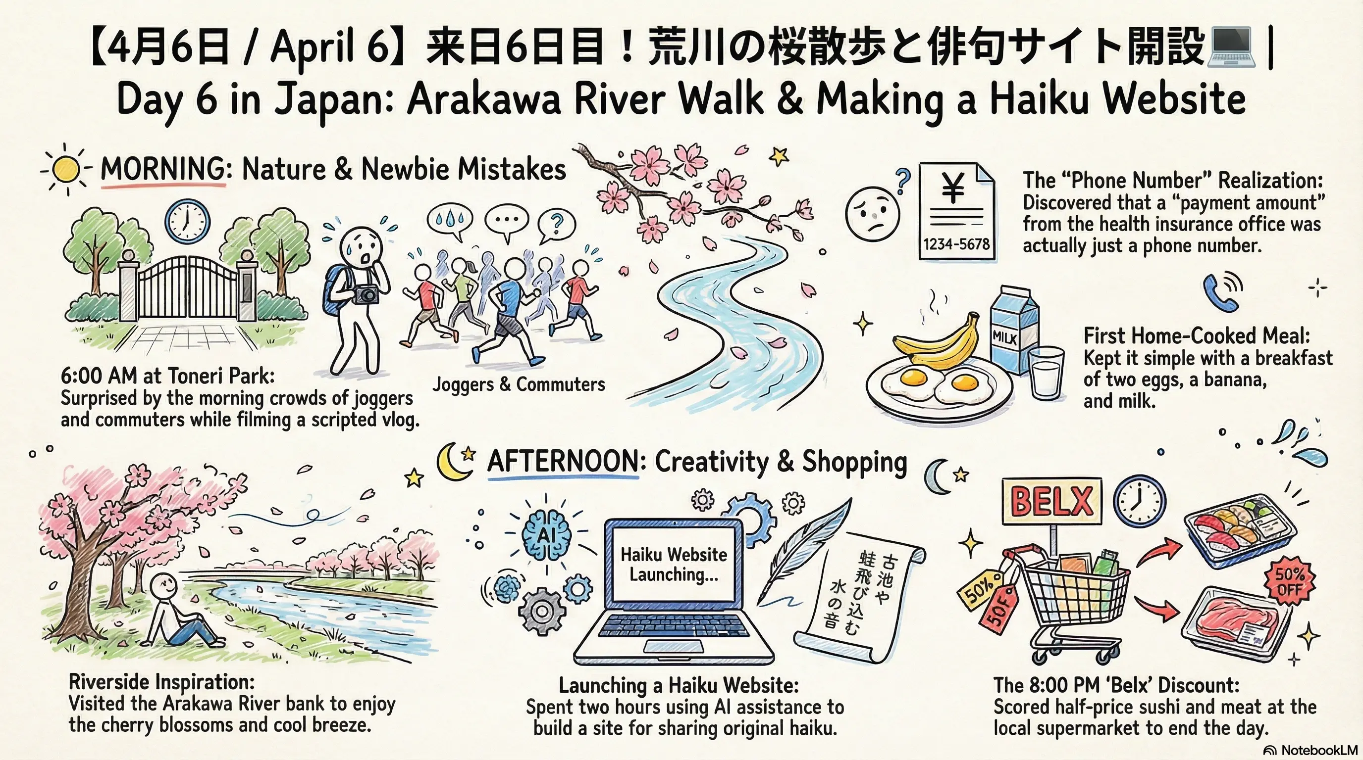 【実録】日本移住1週間！桜の下で気づいた勘違いとスーパーの誘惑